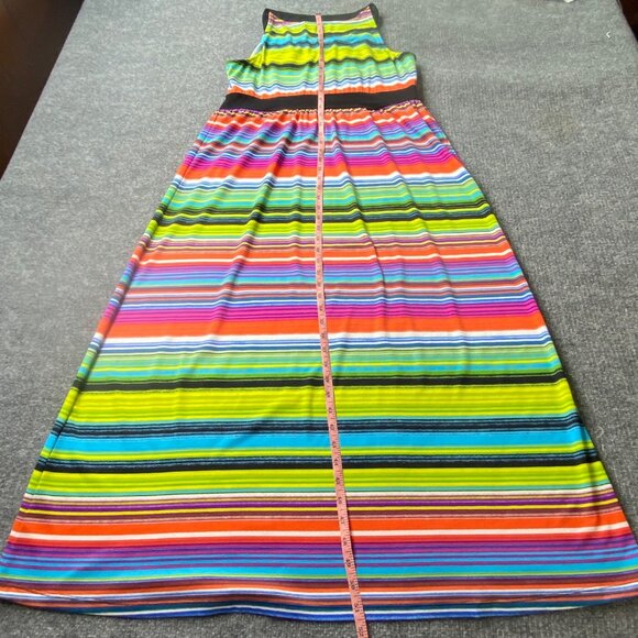 New Directions Dress Womens Petite PXL Maxi Sleeveless Multicolor Striped Boho - Picture 9 of 13